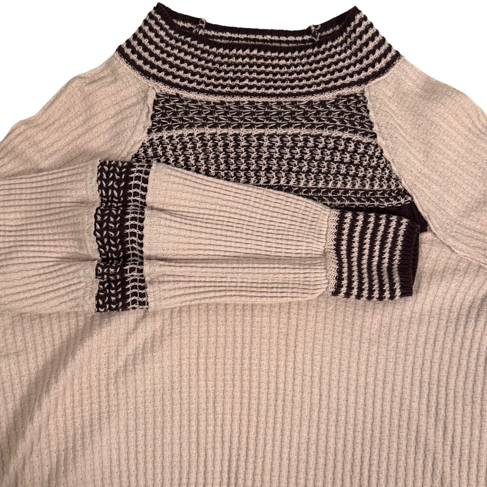 Free People Snow Day Thermal Tunic Top Knit Ribbed Mock Neck Slouchy Womens M
